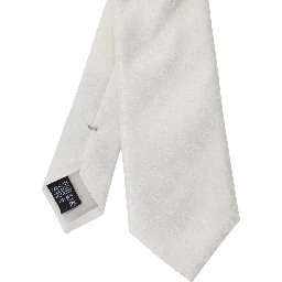 White Tie with All-Over Tonal Logo in Silk Man