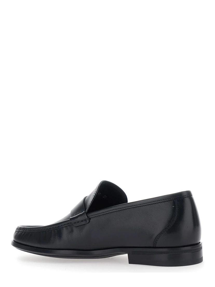 Caspian Black Loafers with Gancino Plaque on the Side in Leather Man