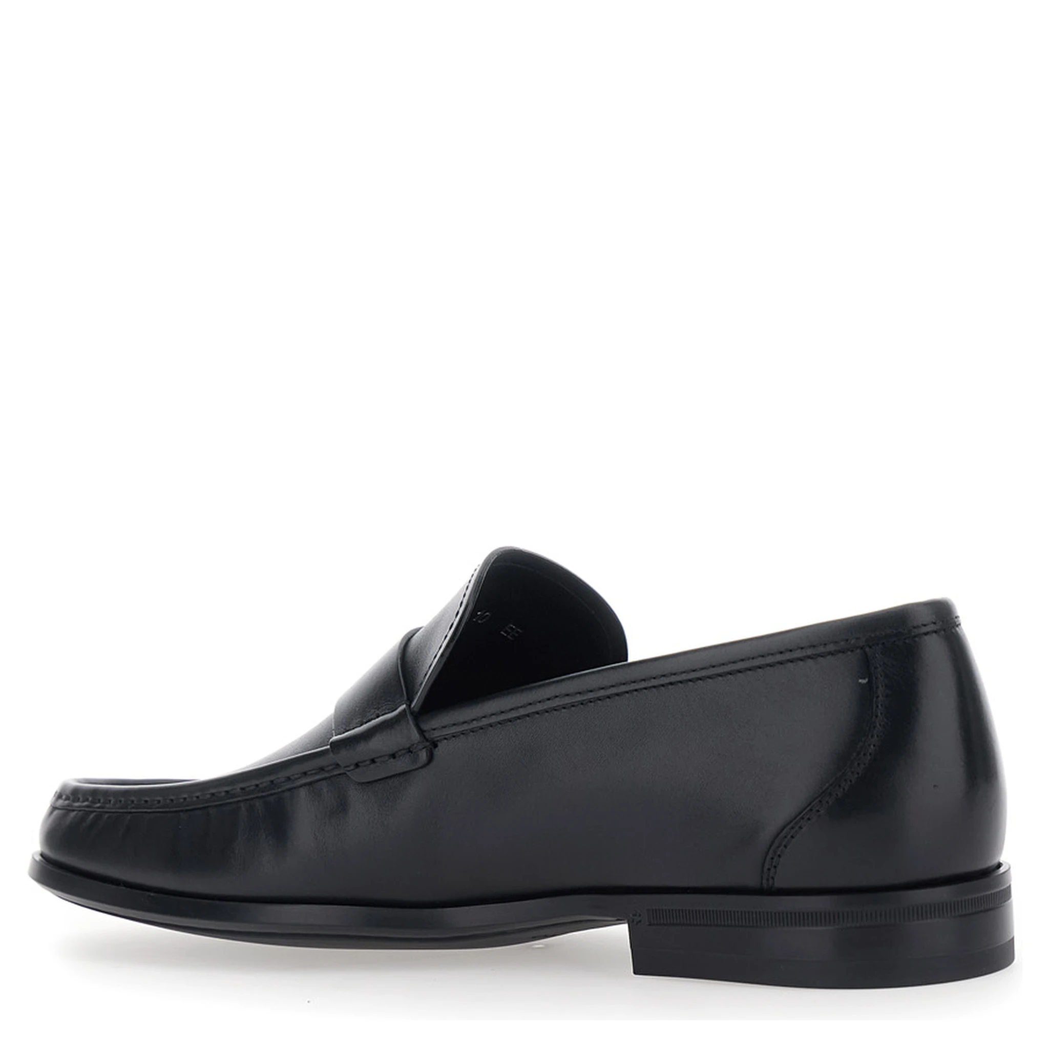 Caspian Black Loafers with Gancino Plaque on the Side in Leather Man