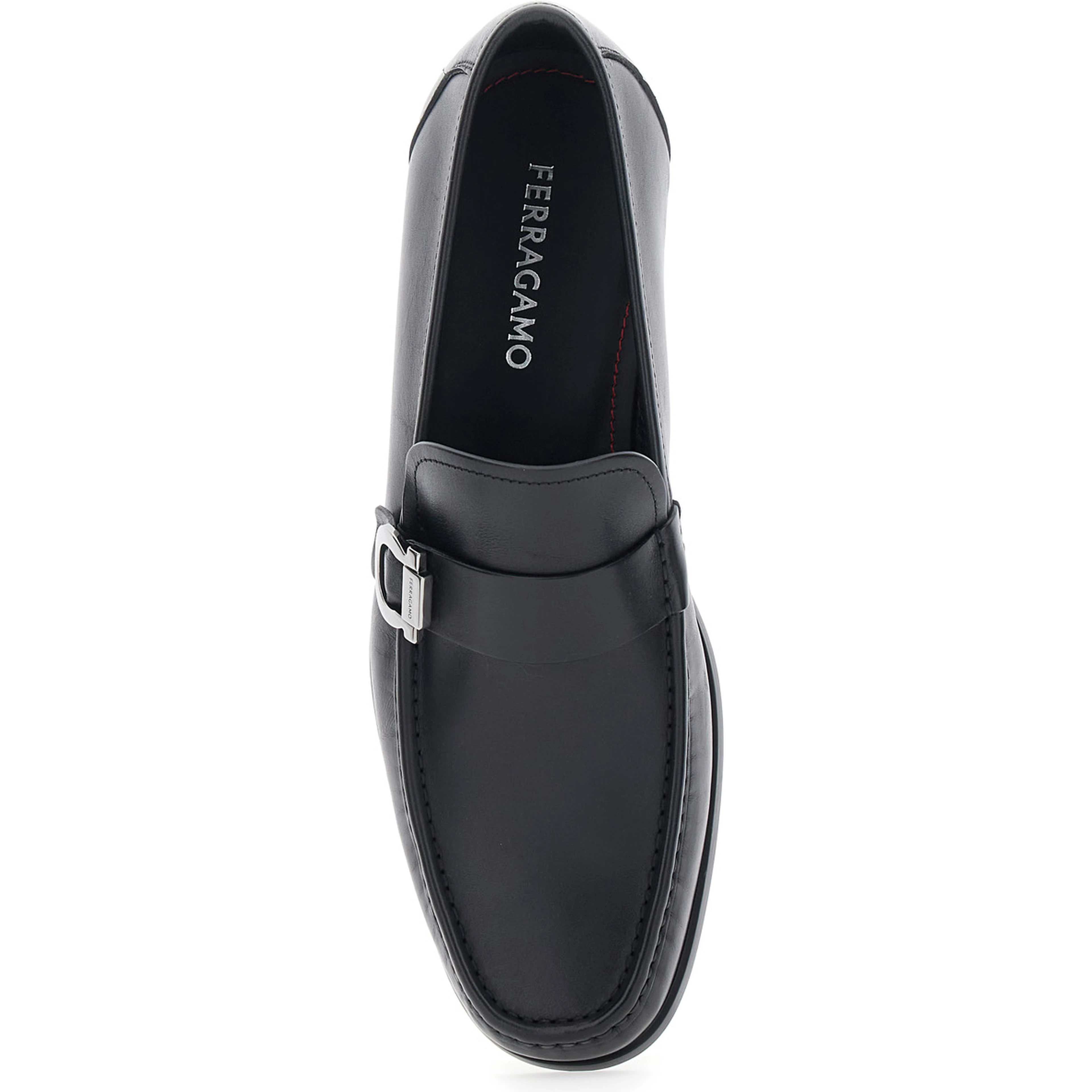 Caspian Black Loafers with Gancino Plaque on the Side in Leather Man