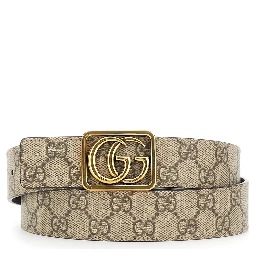 GG Marmont Beige Reversible Belt with GG Buckle Closure in GG Canvas and Leather Man