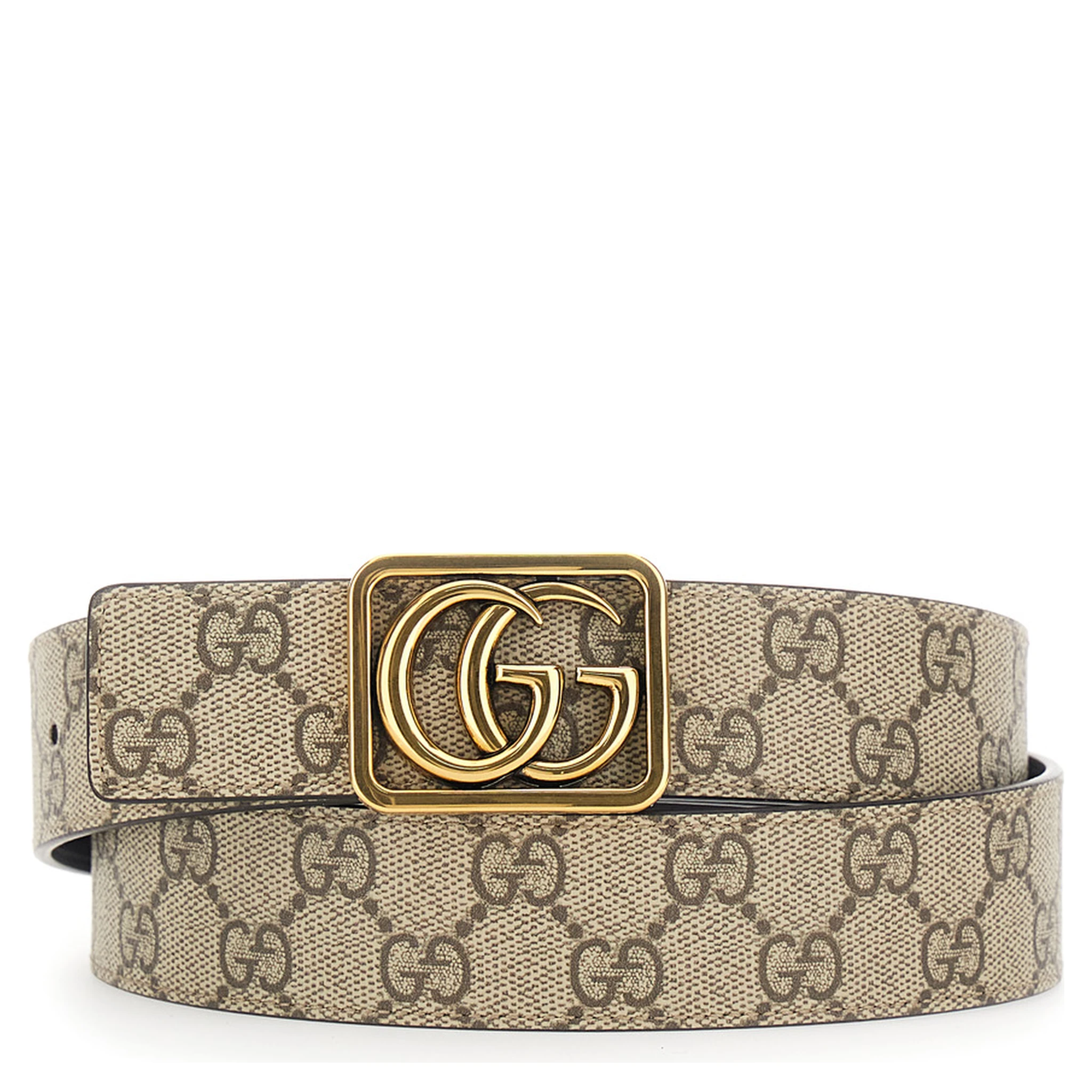 GG Marmont Beige Reversible Belt with GG Buckle Closure in GG Canvas and Leather Man