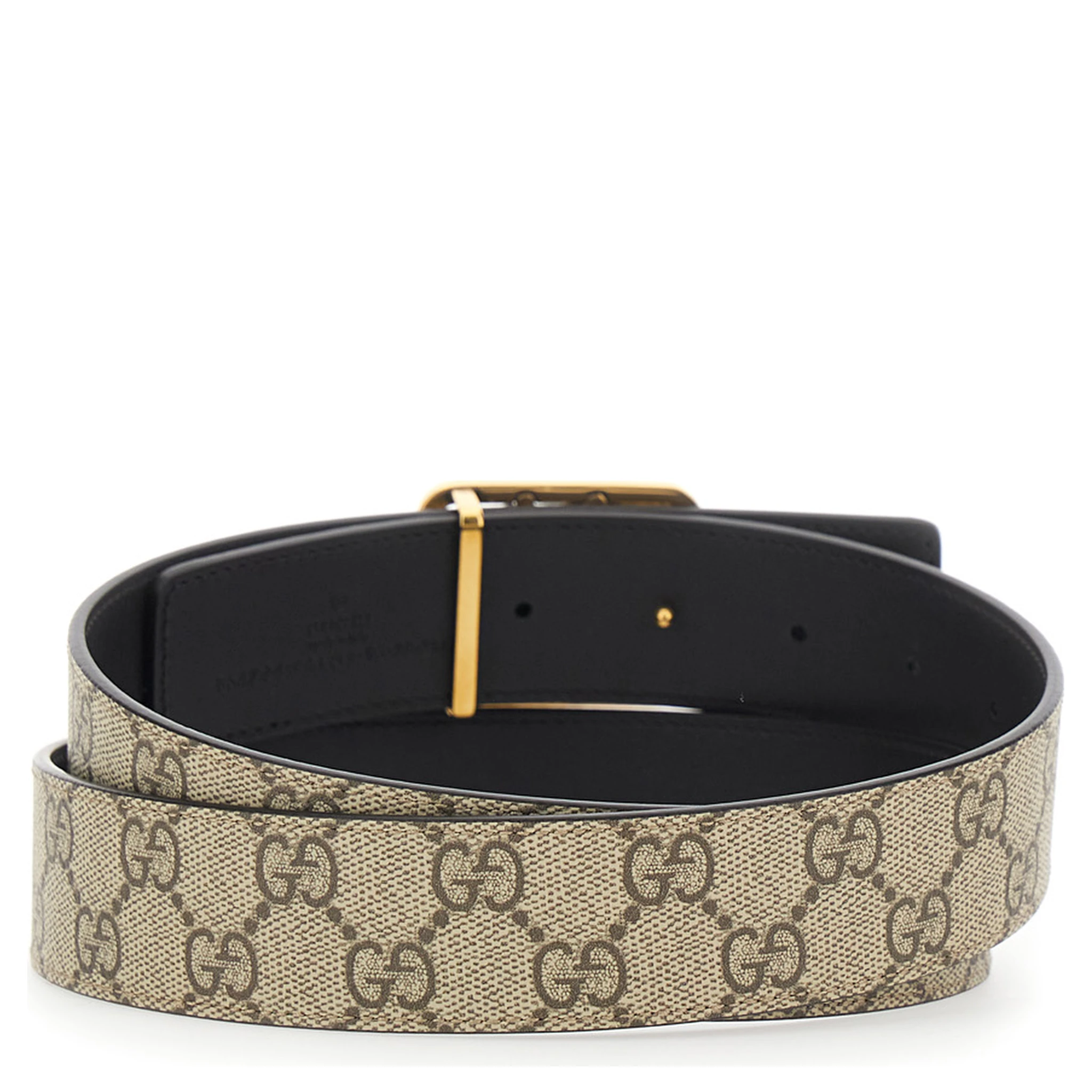 GG Marmont Beige Reversible Belt with GG Buckle Closure in GG Canvas and Leather Man