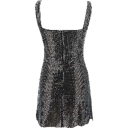 GUNMETAL RHINESTONE MESH MINI DRESS