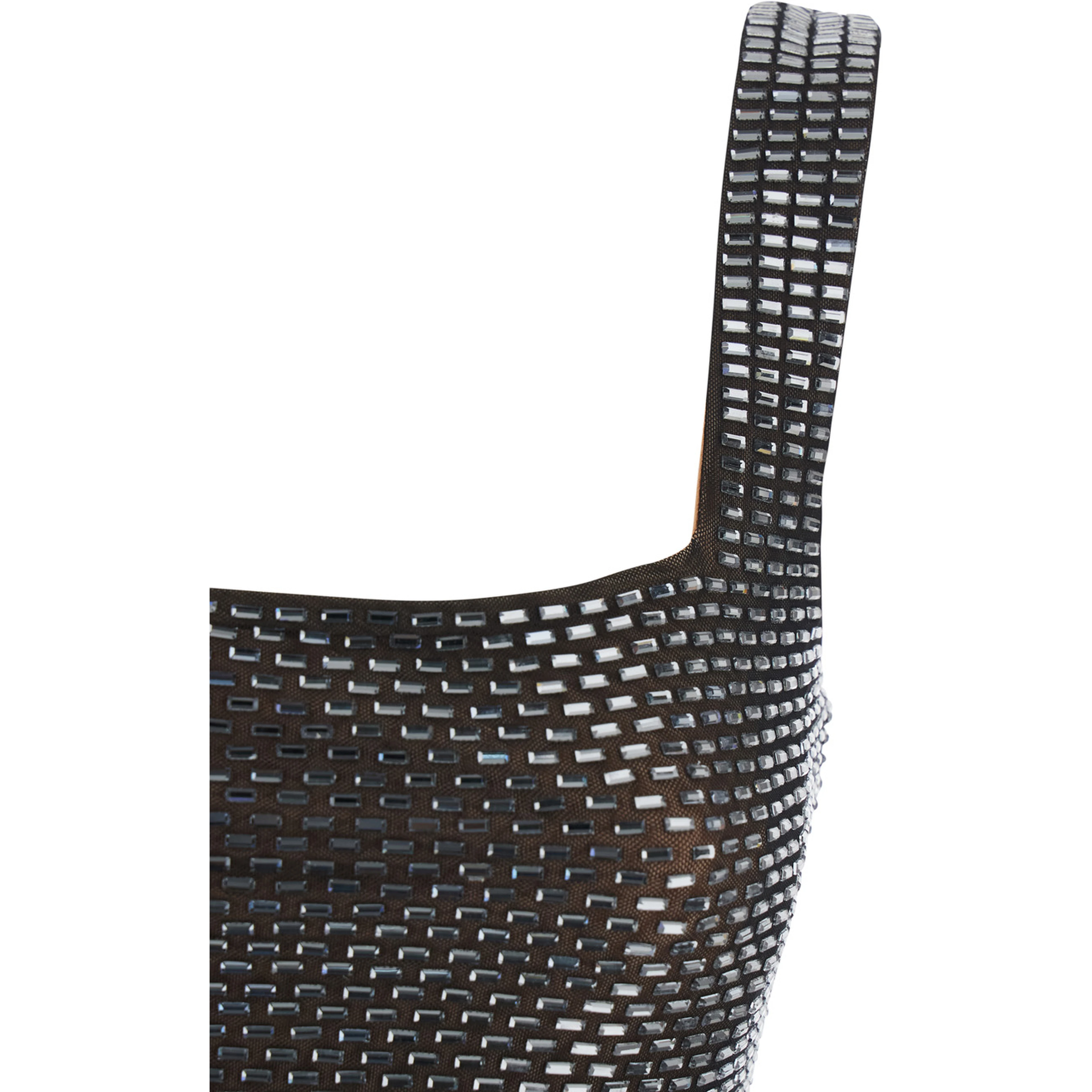 GUNMETAL RHINESTONE MESH MINI DRESS