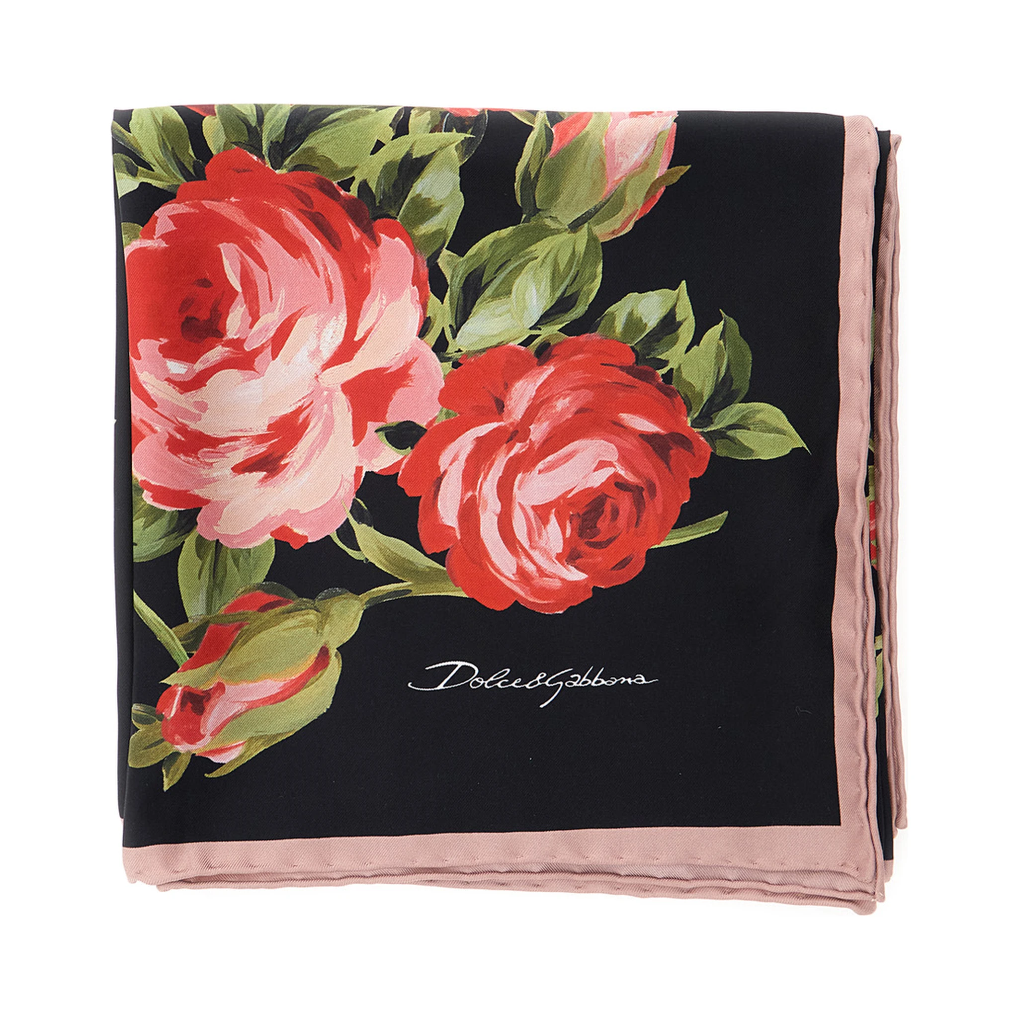 Multicolor Square Scarf with Floral Print in Silk Woman