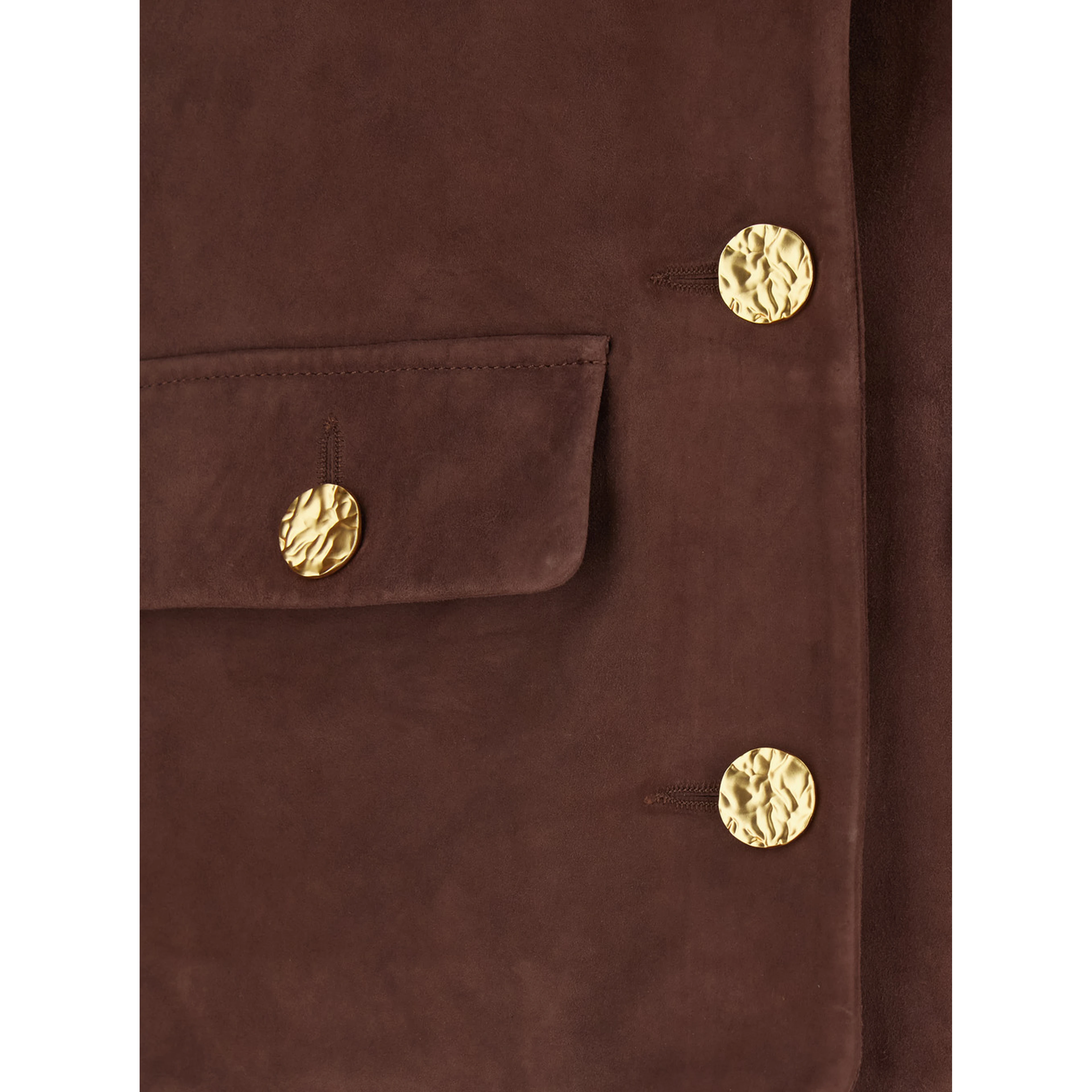 Lorenne Brown Jacket with Round Neck and Front Patch Pockets in Suede Woman