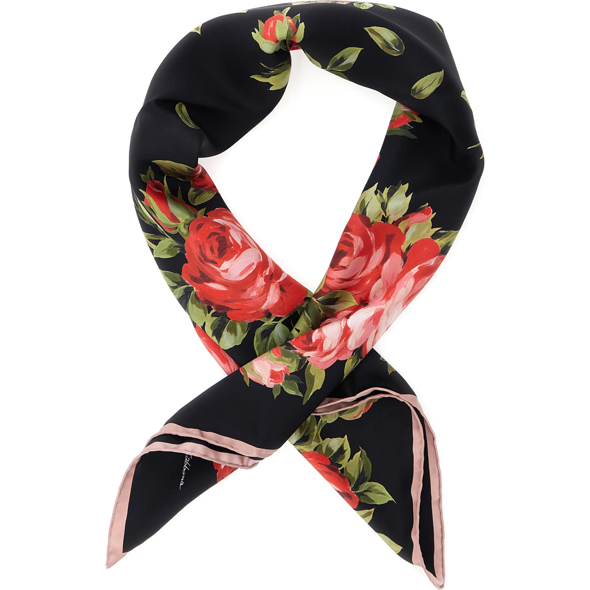 Multicolor Square Scarf with Floral Print in Silk Woman
