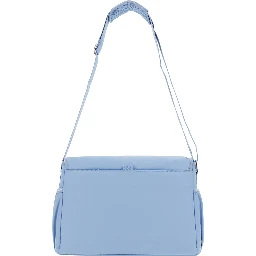 Light Blue Crossbody Changing Bag with Adjustable Shoulder Strap and Logo Plaque on the Front in Tech Fabric Baby