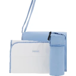 Light Blue Crossbody Changing Bag with Adjustable Shoulder Strap and Logo Plaque on the Front in Tech Fabric Baby