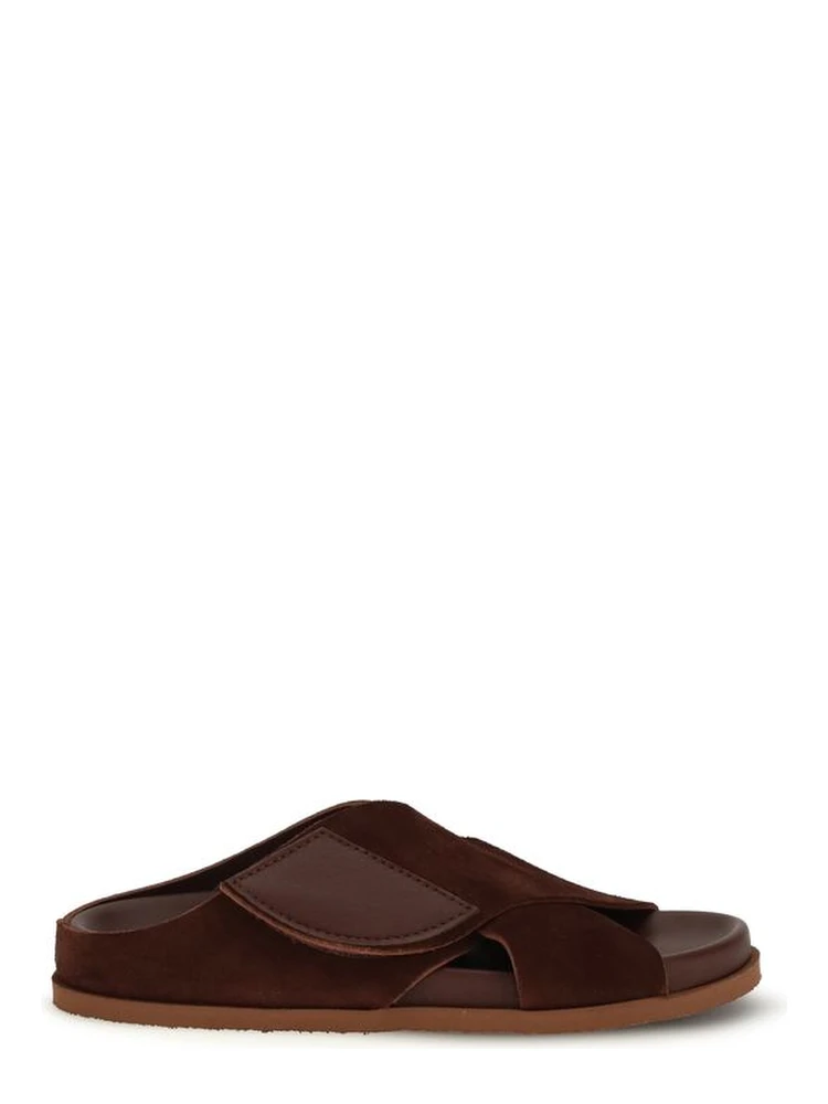 Brown Velvet Flat Sandals