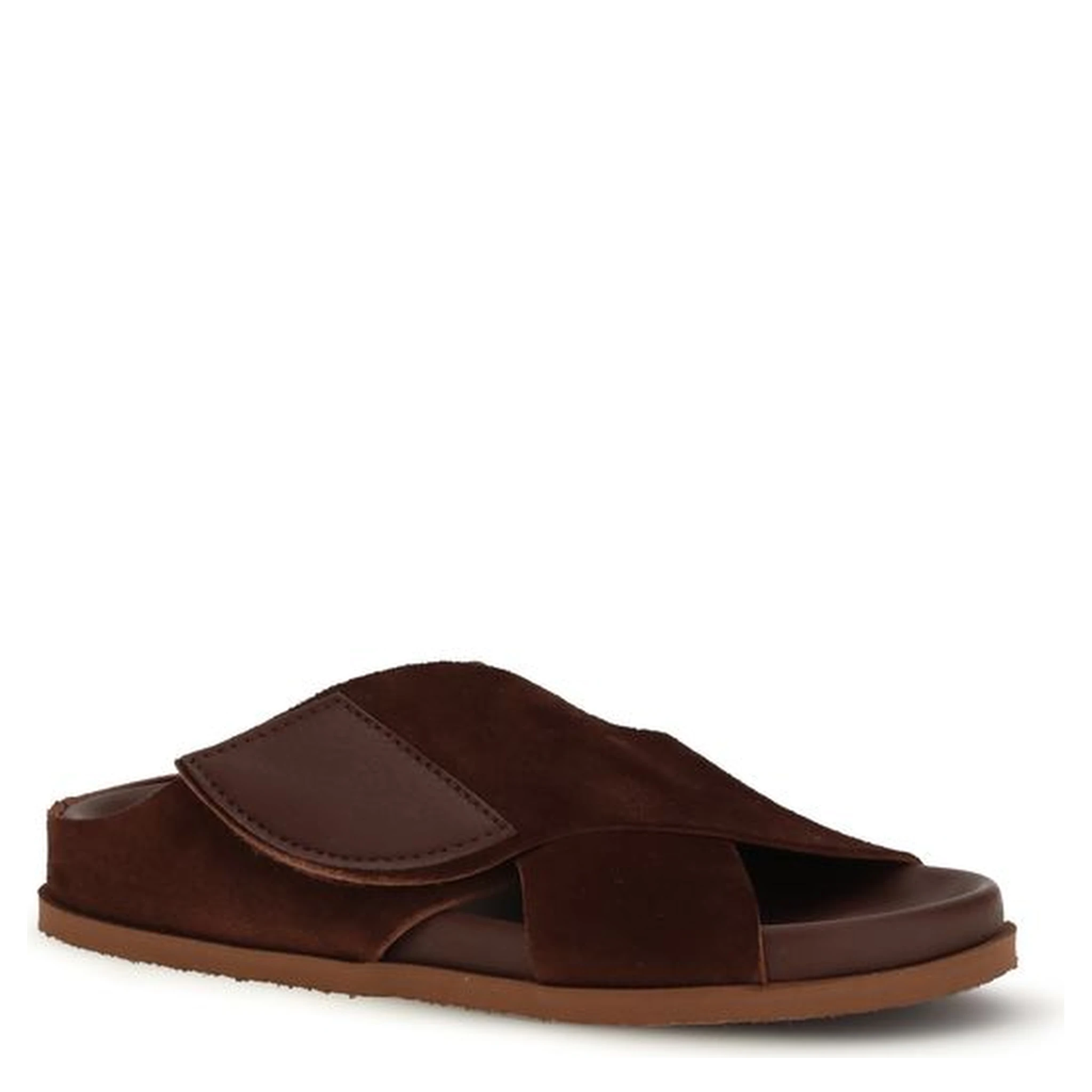 Brown Velvet Flat Sandals