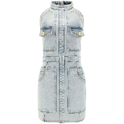 Blue Cotton Casual Dress