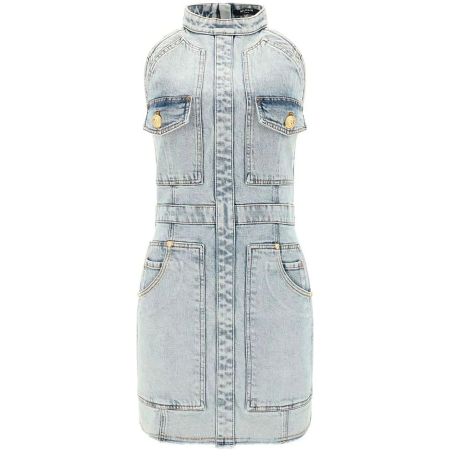Blue Cotton Casual Dress