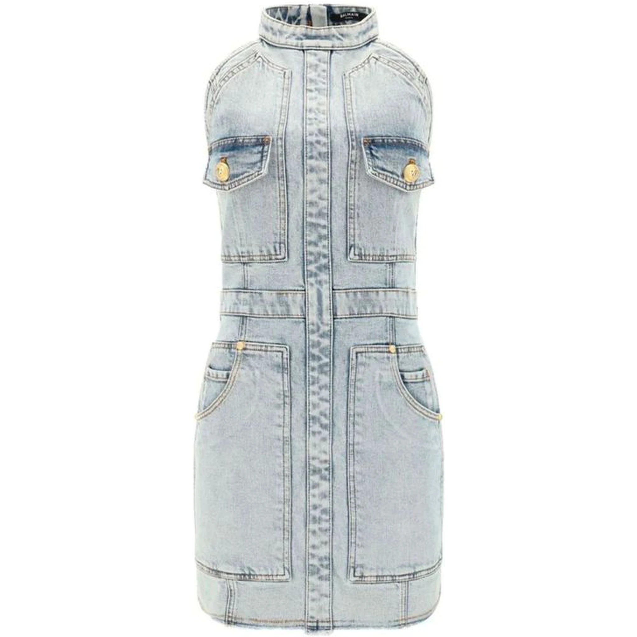 Blue Cotton Casual Dress