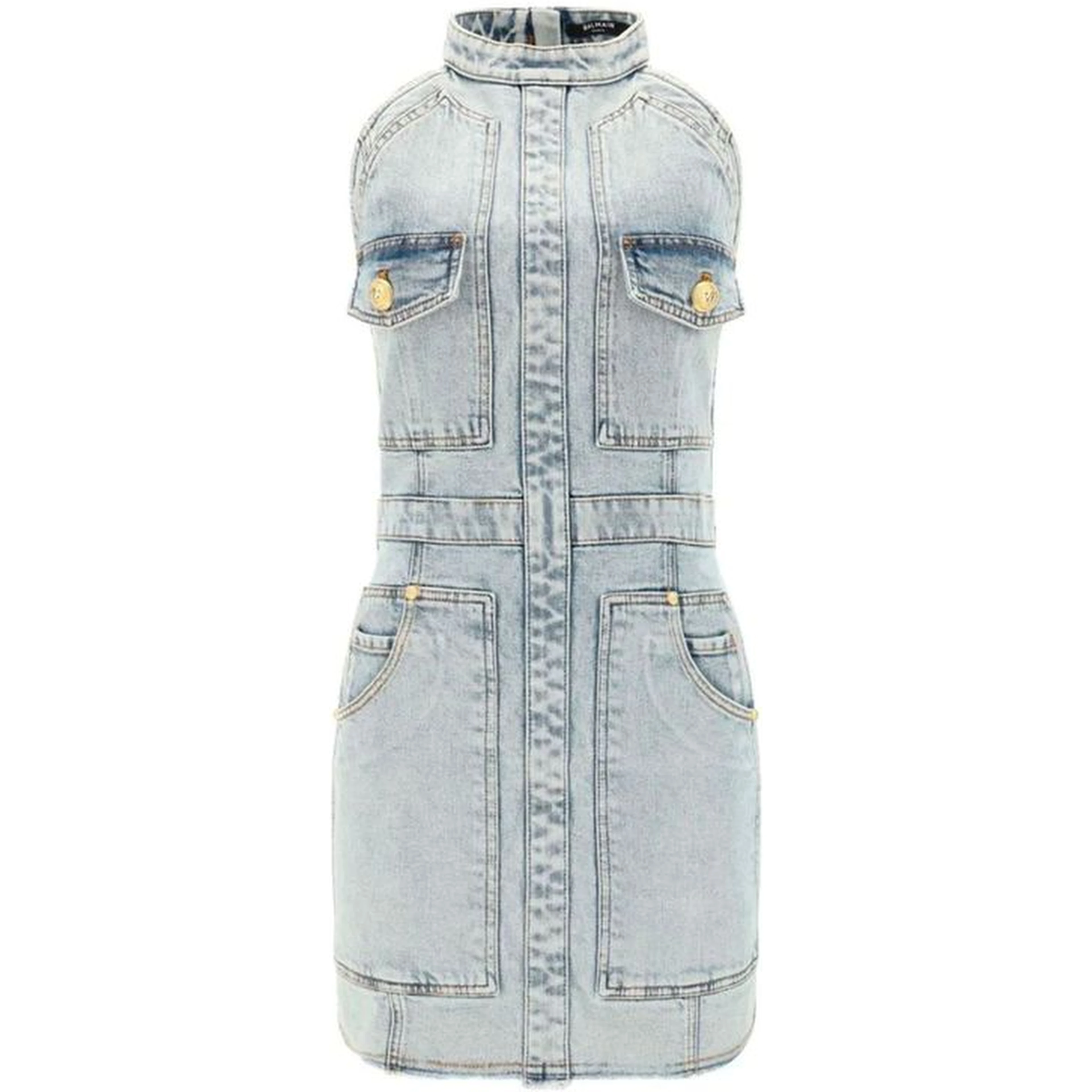 Blue Cotton Casual Dress