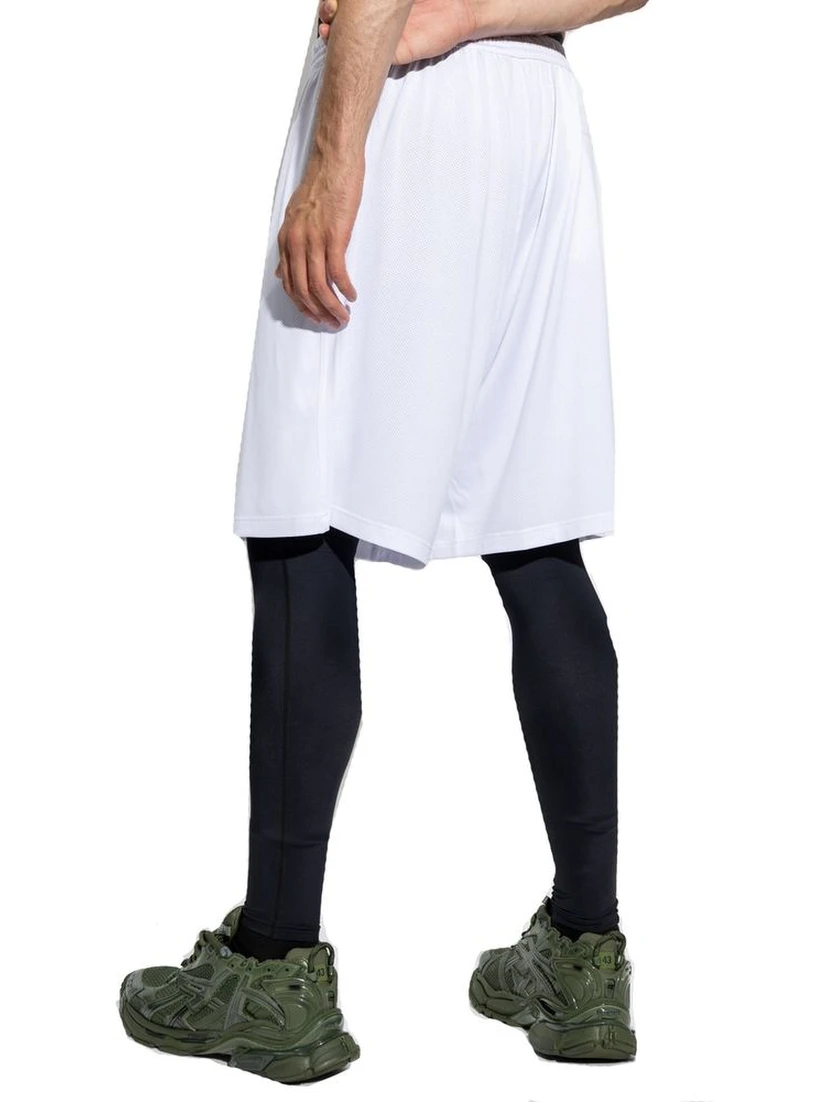 White Polyester Bermuda Shorts