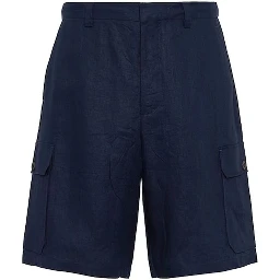Blue Linen Bermuda Shorts