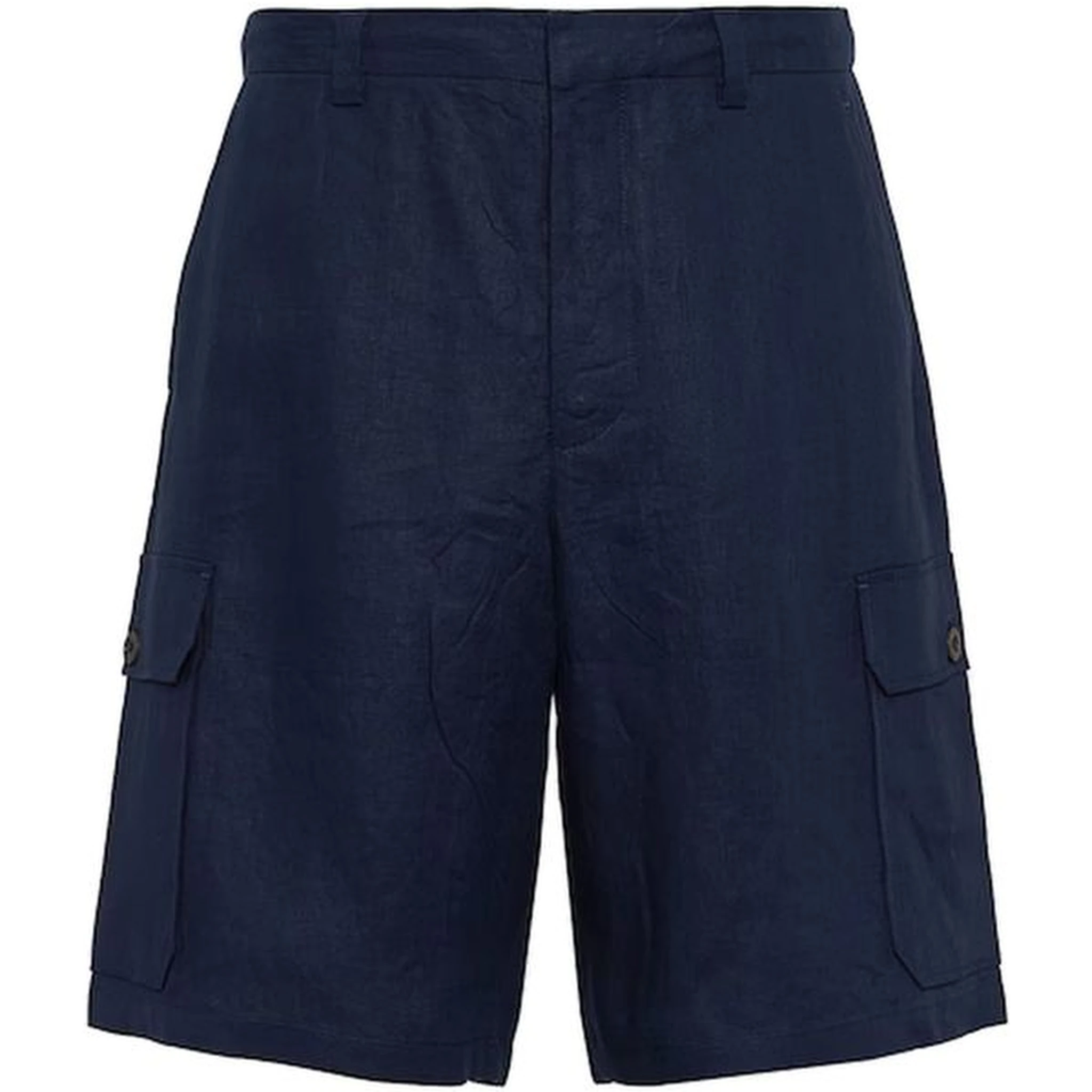 Blue Linen Bermuda Shorts