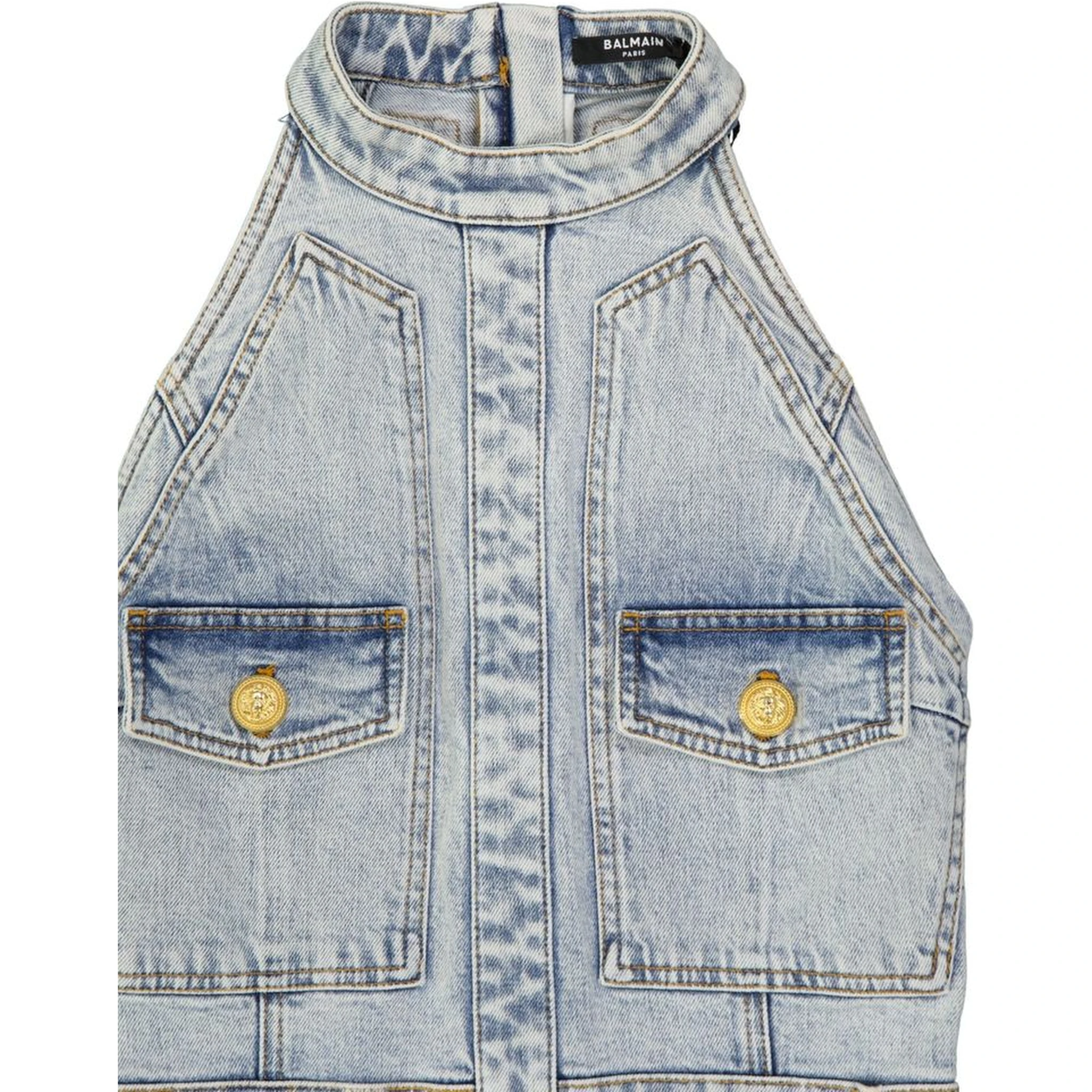 Blue Cotton Casual Dress