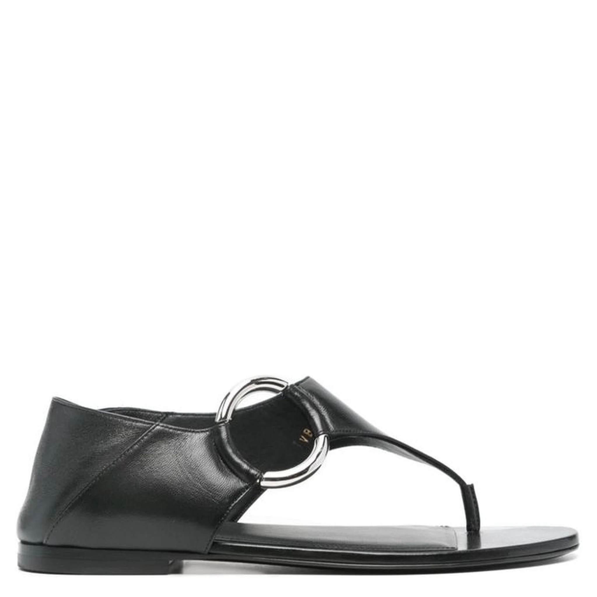 Black Calfskin Flat Sandals