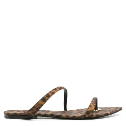 Brown Fabric Flat Sandals