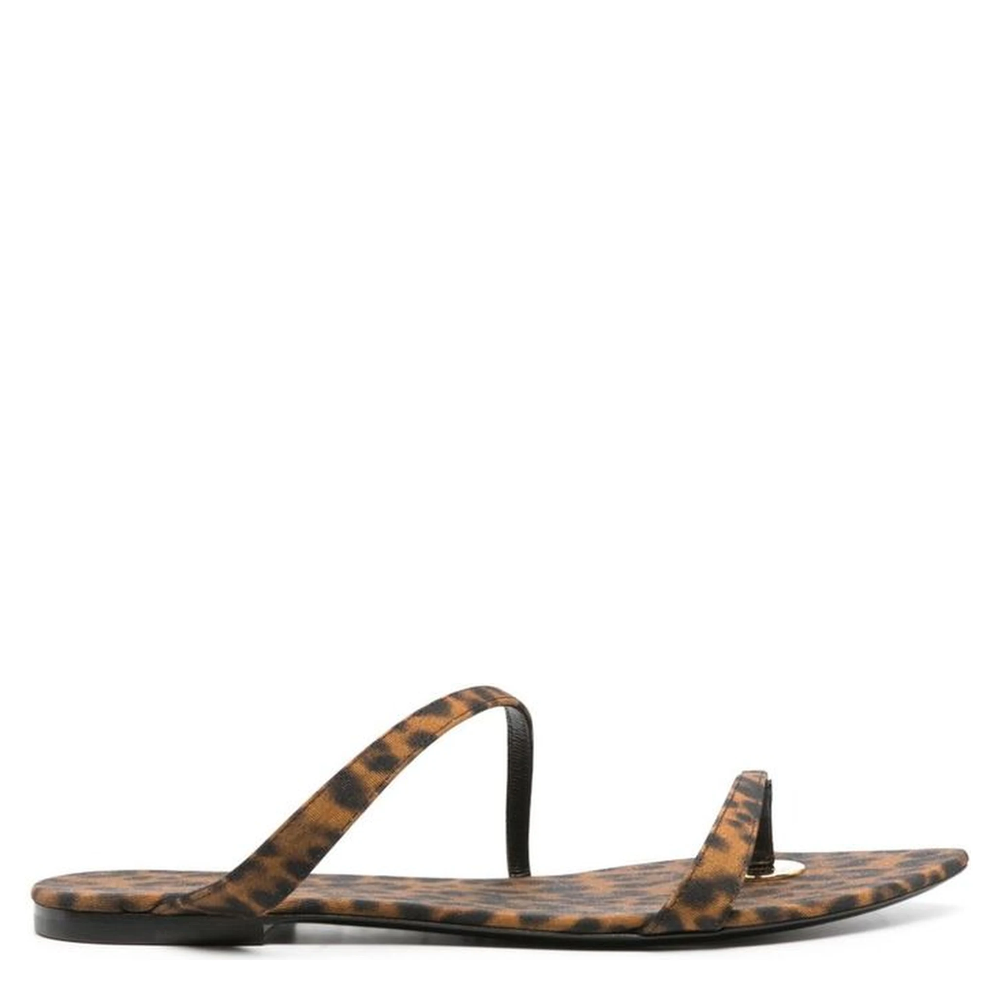 Brown Fabric Flat Sandals