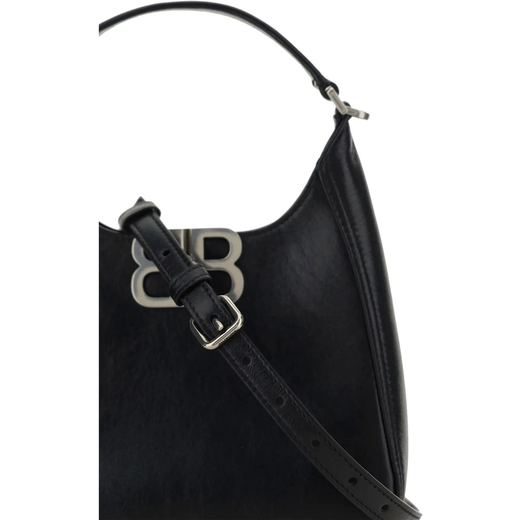 حقيبة كتف من جلد الخروف الأسود