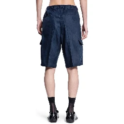 Blue Linen Bermuda Shorts