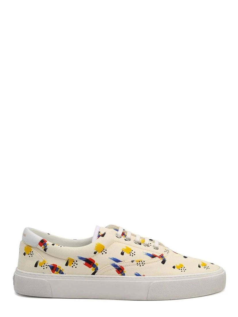 White Canvas Low Top Sneakers