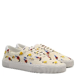 White Canvas Low Top Sneakers