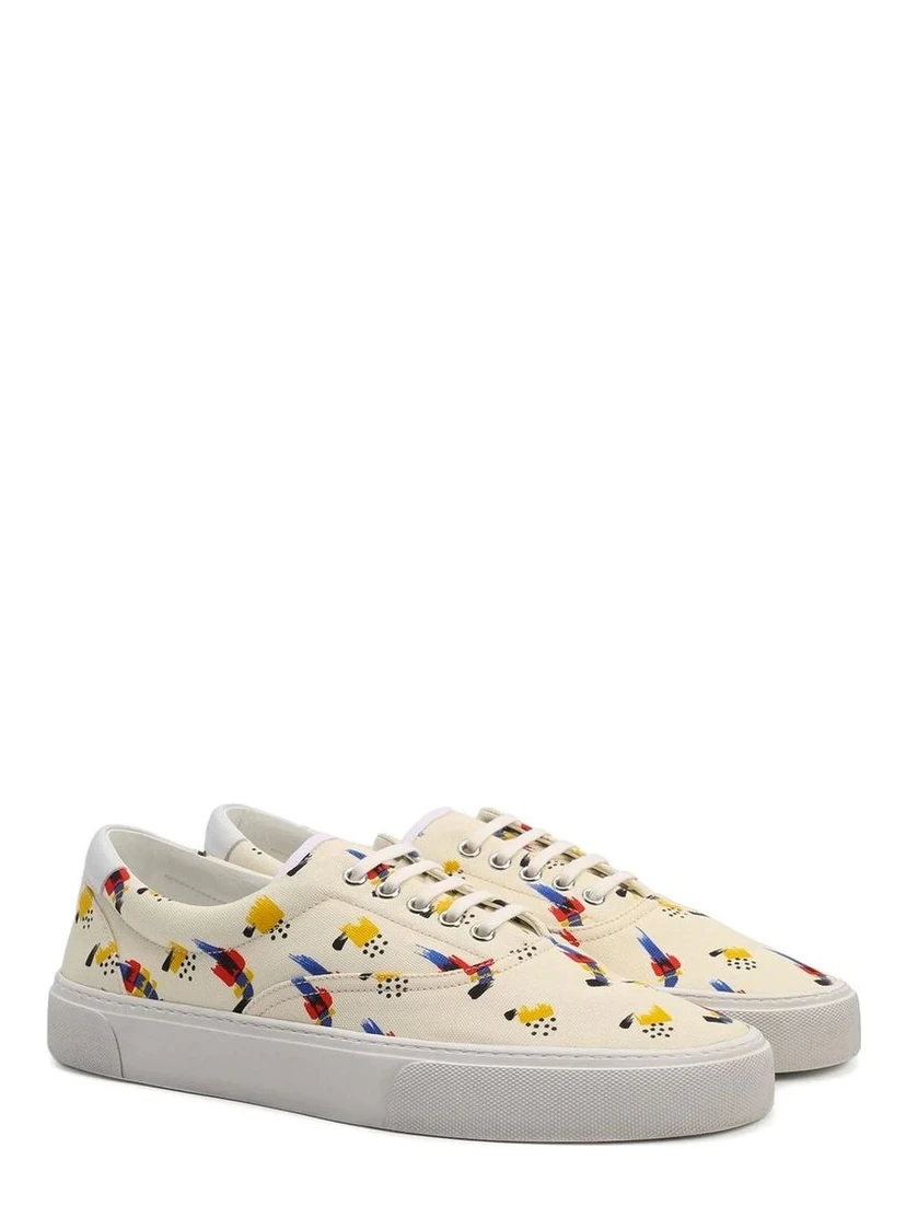 White Canvas Low Top Sneakers