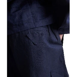 Blue Linen Bermuda Shorts