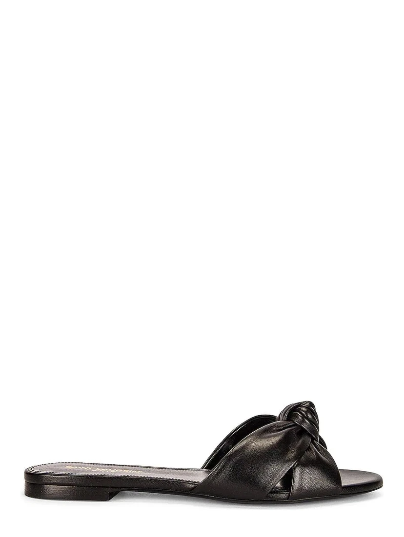 Black Calfskin Slides