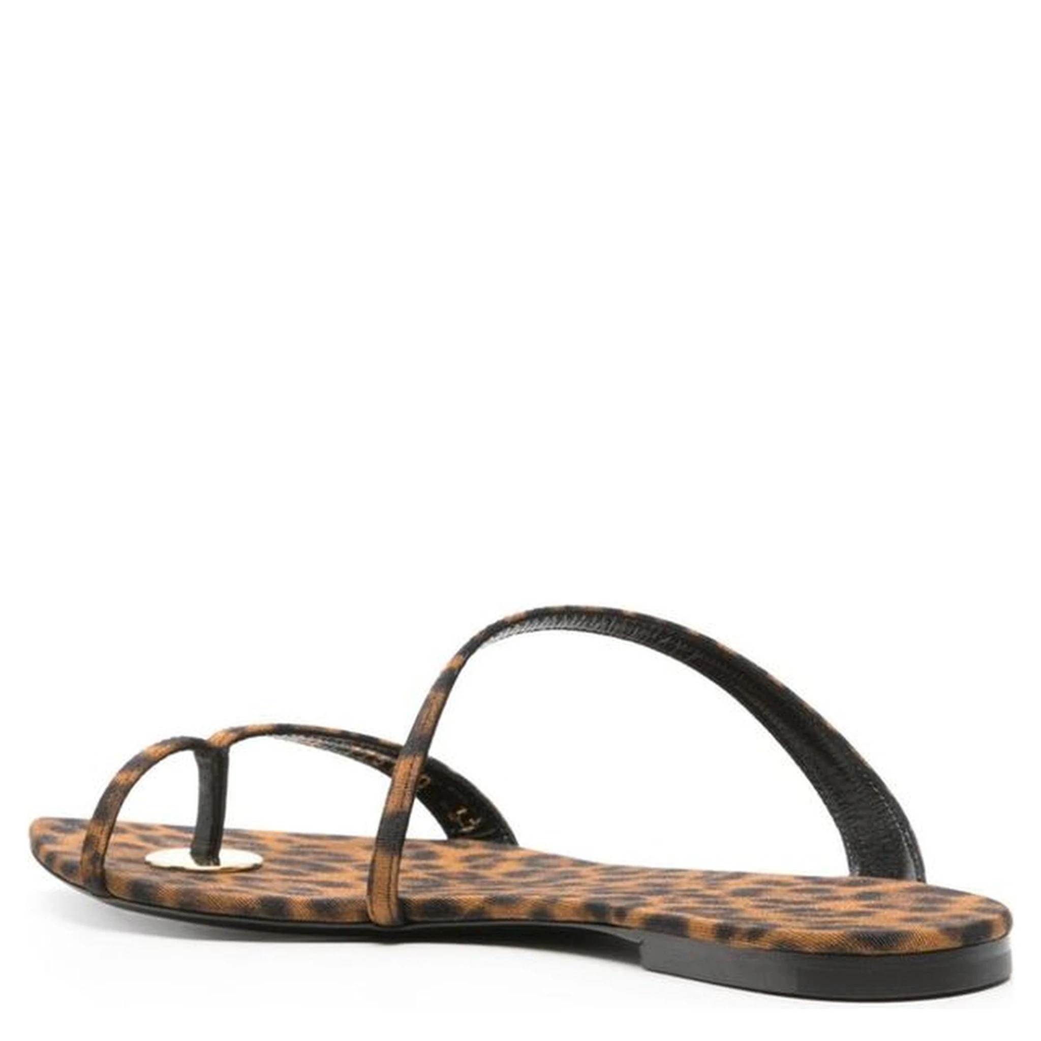 Brown Fabric Flat Sandals