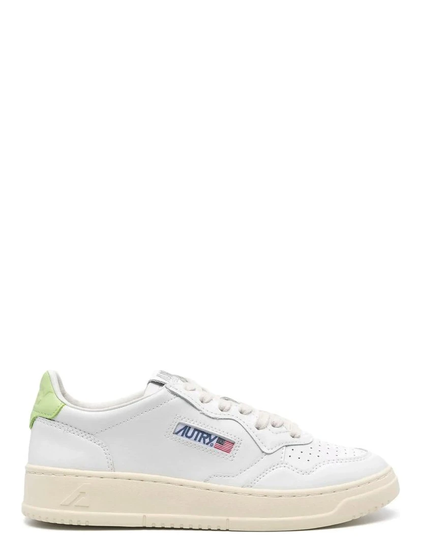 White Leather Low Top Sneakers