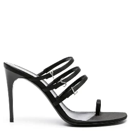 Black Silk Stiletto Heel Sandals
