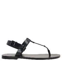 Black Calfskin Flat Sandals