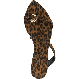 Brown Fabric Flat Sandals