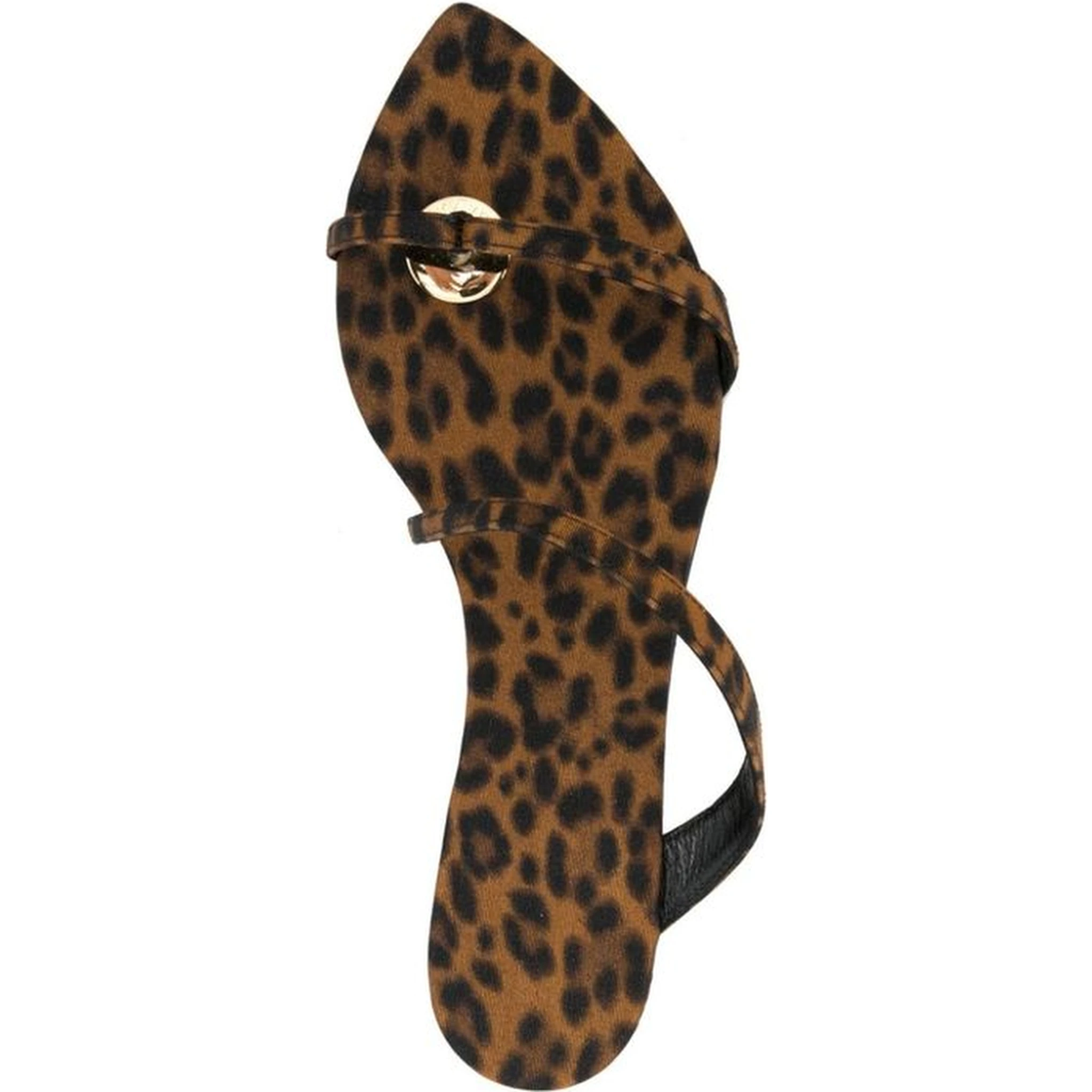 Brown Fabric Flat Sandals