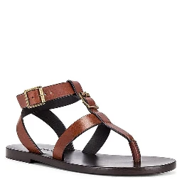 Brown Calfskin Flip-Flop Sandals