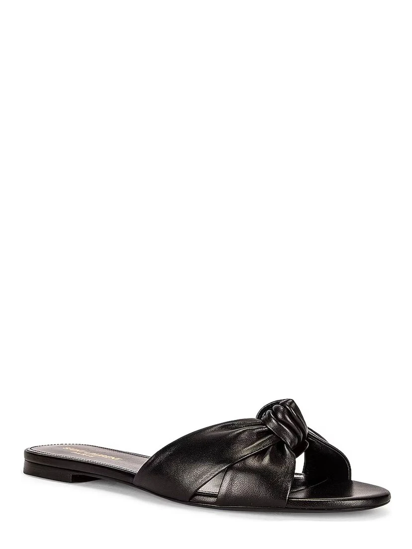 Black Calfskin Slides
