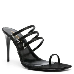 Black Silk Stiletto Heel Sandals