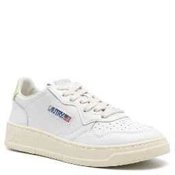 White Leather Low Top Sneakers
