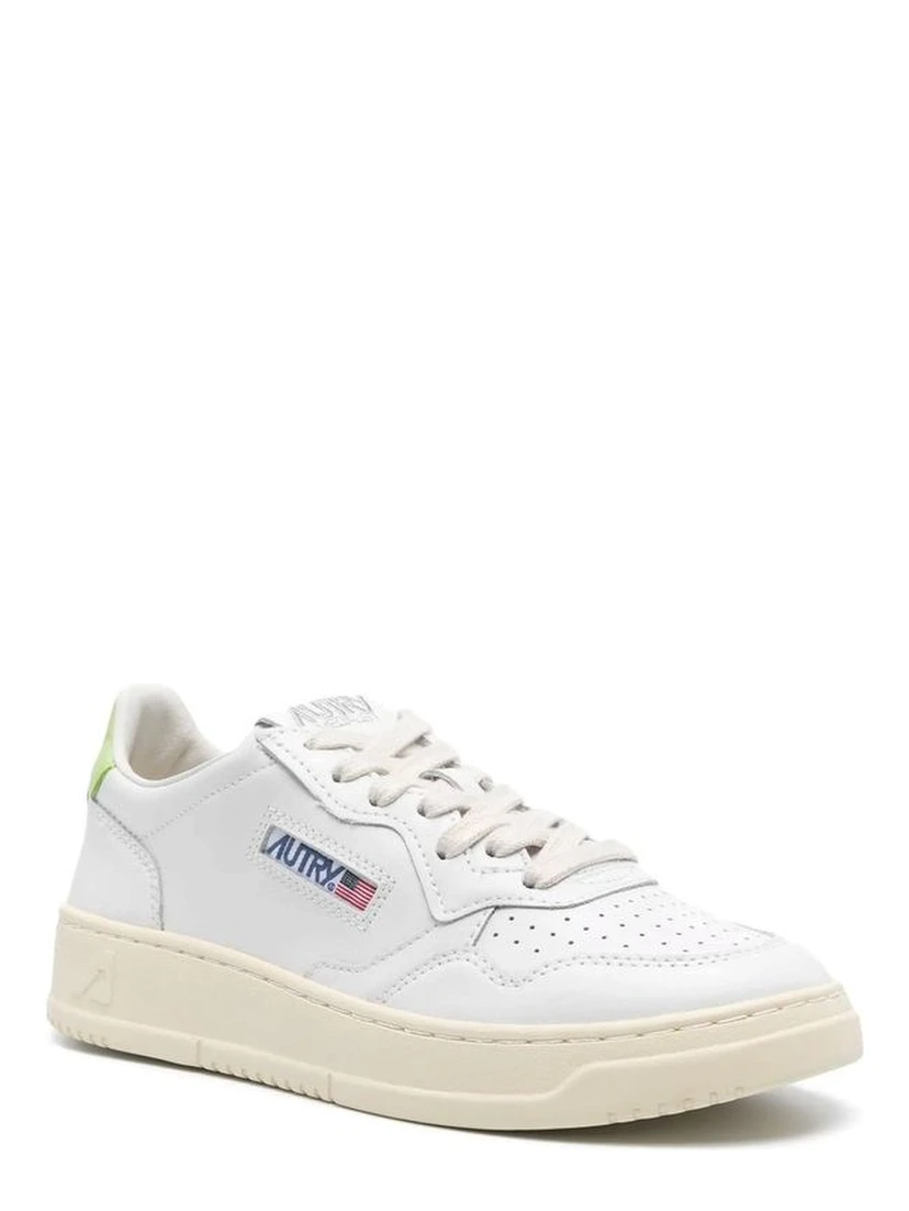 White Leather Low Top Sneakers