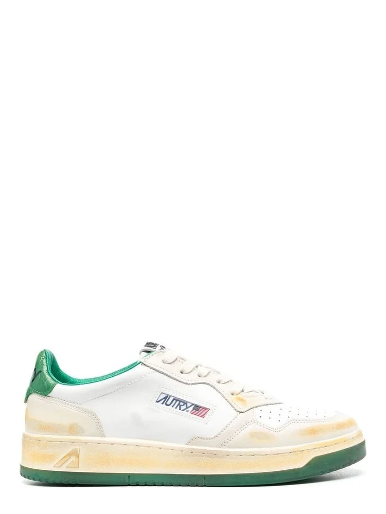 White Leather Low Top Sneakers