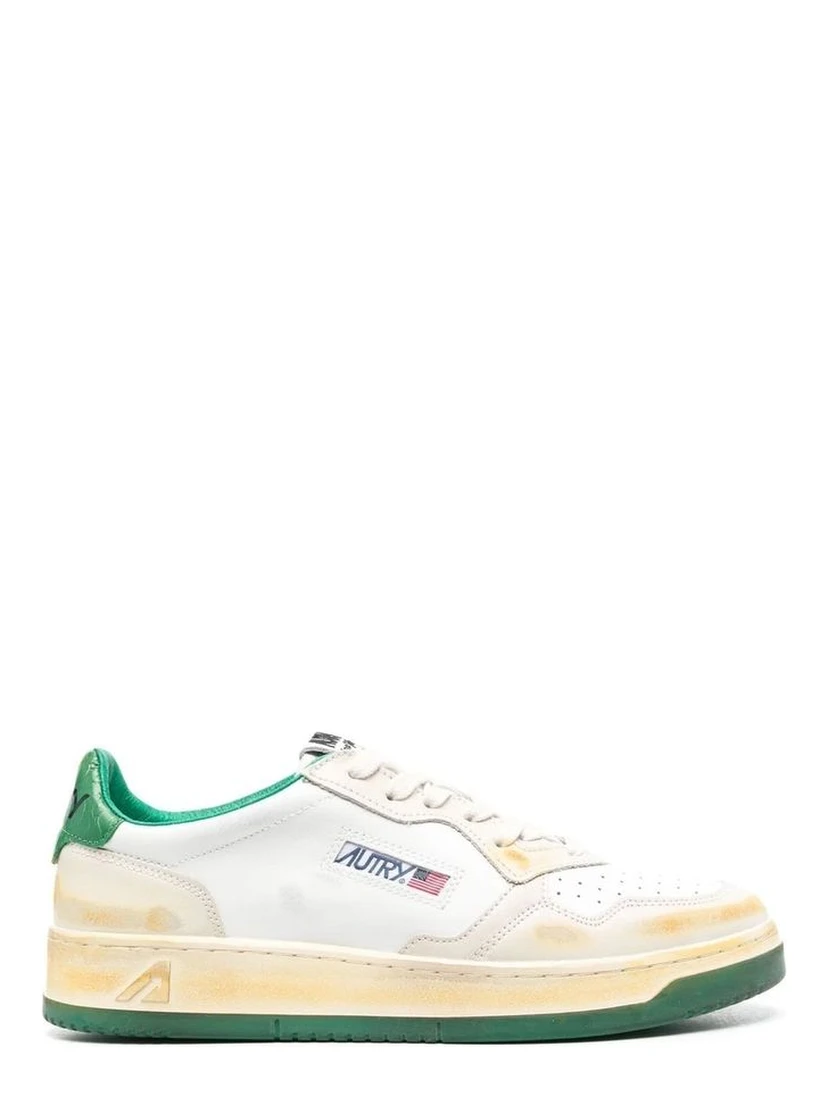 White Leather Low Top Sneakers