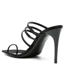 Black Silk Stiletto Heel Sandals