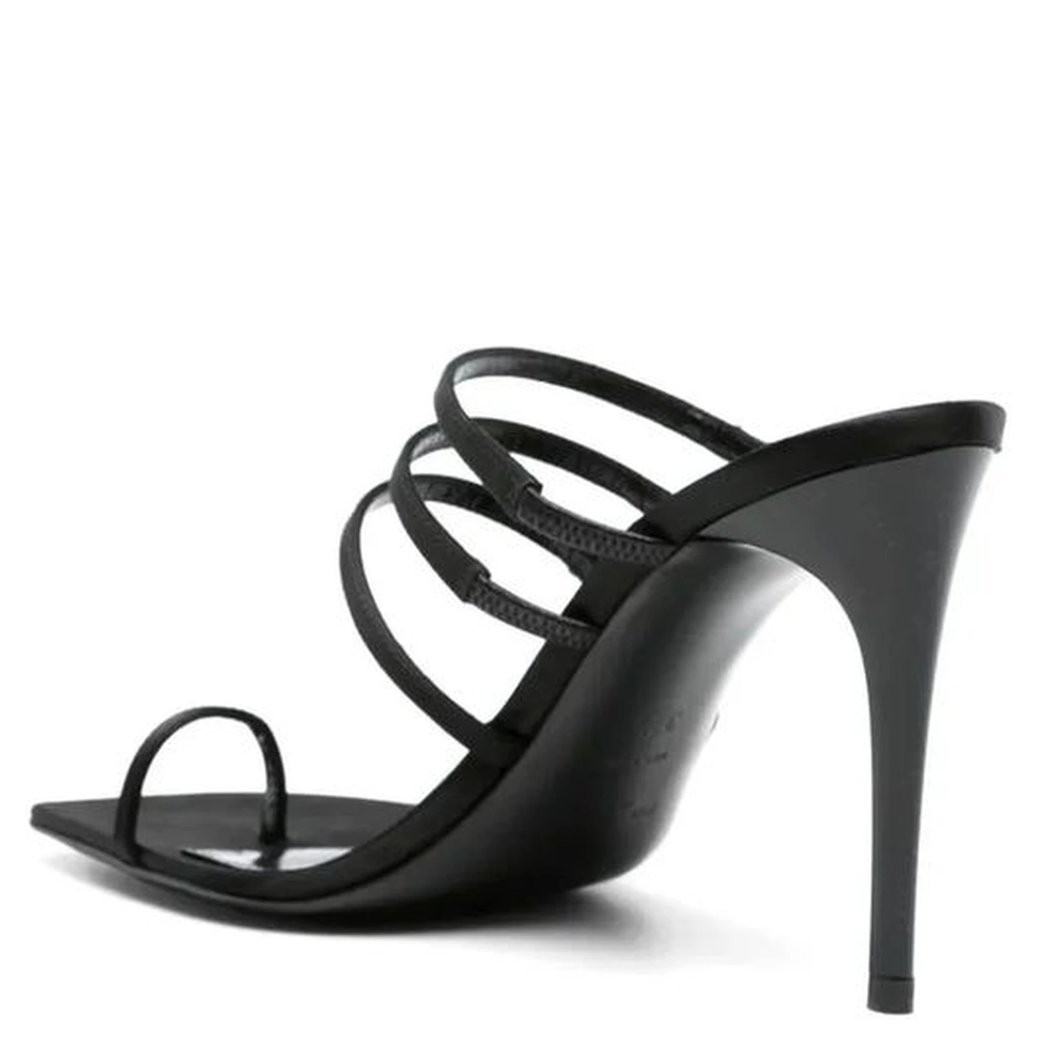 Black Silk Stiletto Heel Sandals