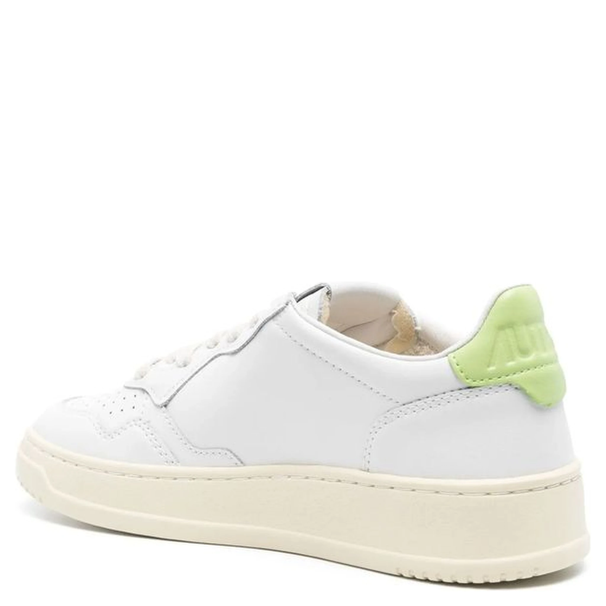 White Leather Low Top Sneakers